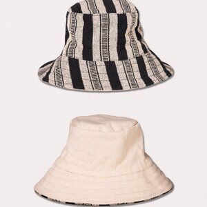 SALE! Cotton Canvas Unisex Reversible Bucket Hat-Natural Stripe